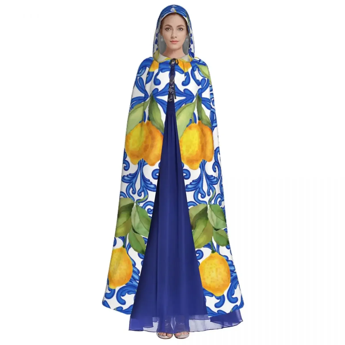 Mediterranean Style Lemon Hooded  Polyester Unisex Witch Cape Costume Accessory Vampire