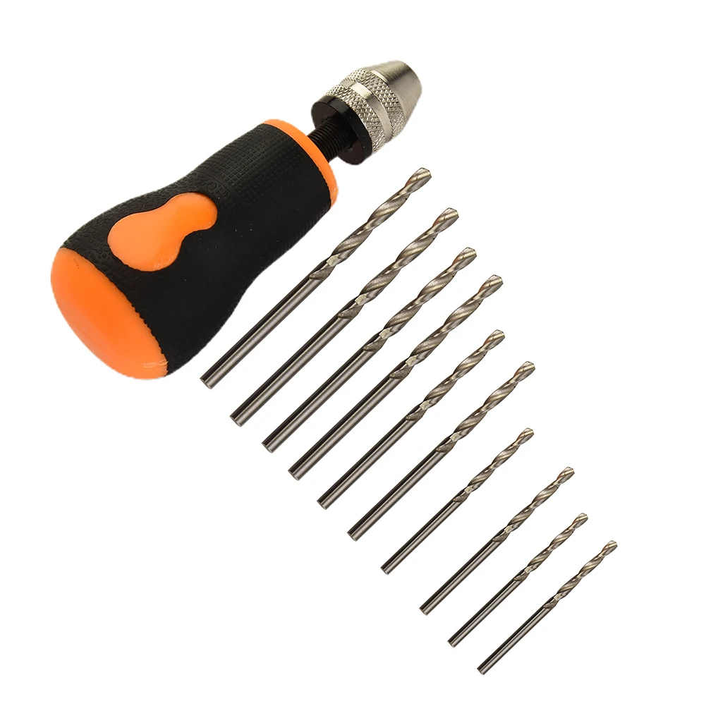 

0.8-3.0mm Hand Drill 10pcs Drill Bits Portable Set Small Tool Useful Accessories Brand new High quality Practical