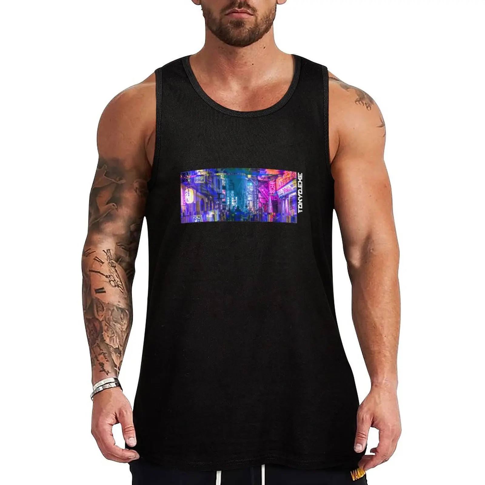 Tokyo Neo Future Cyberpunk Tank Top Sleeveless Basic Tee Soft Regular Fit Tank Top