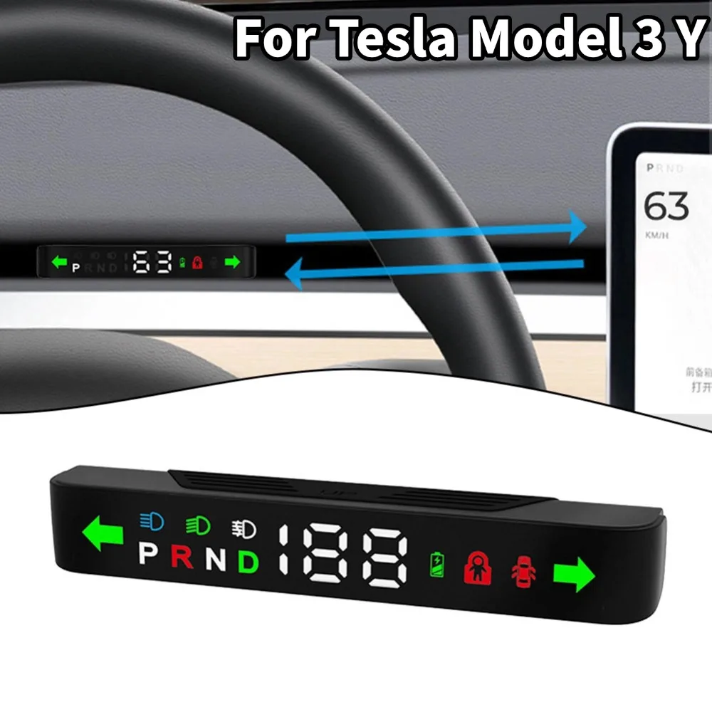 

Car HUD Head Up Dispaly For Tesla For Model 3 Y 2016-2023 Dashboard Electronics Speed Display Speedmeter ​​Turn Signal Power