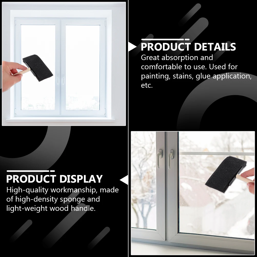 10 peças escova de esponja com cabo de madeira com tinta manchada para pincéis e esponjas