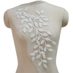 Heavy Industry Nail Bead Embroidery Lace Flower Patch New Handmade DIY Accessories Cheongsam Wedding Dress Decoration RS24668