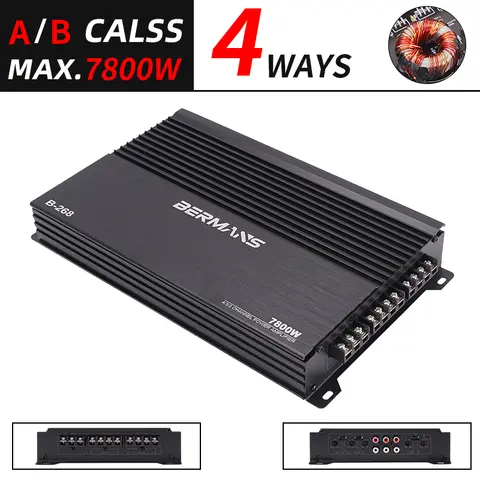 4 Channel Class AB 12V Car Amplifier, 7800W Max Power Stereo Amplifier, Car Audio Amplifier Drive Subwoofer & Speaker, Amplifier