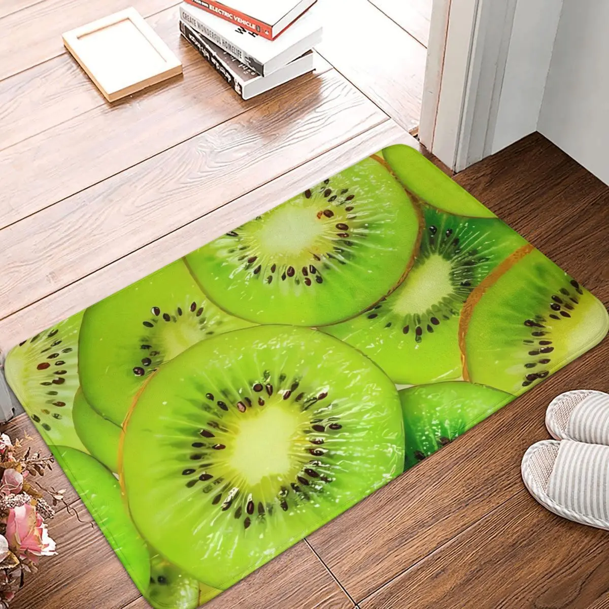 Kiwi Bath Mat Green Fruit Bathroom Accessories for Shower Home Entrance Soft Protective Floor Mat Non-slip Graphic Toilet Mat