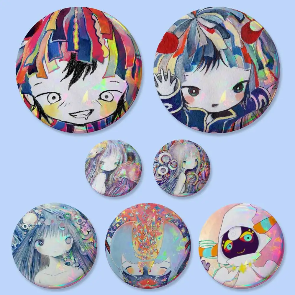 Kikuo Cute Cartoon Badges 25 32 44 58 75 Mm Round Cosplay Pin Bag Decor Fans Collect Friends Gifts Brooch Souvenir