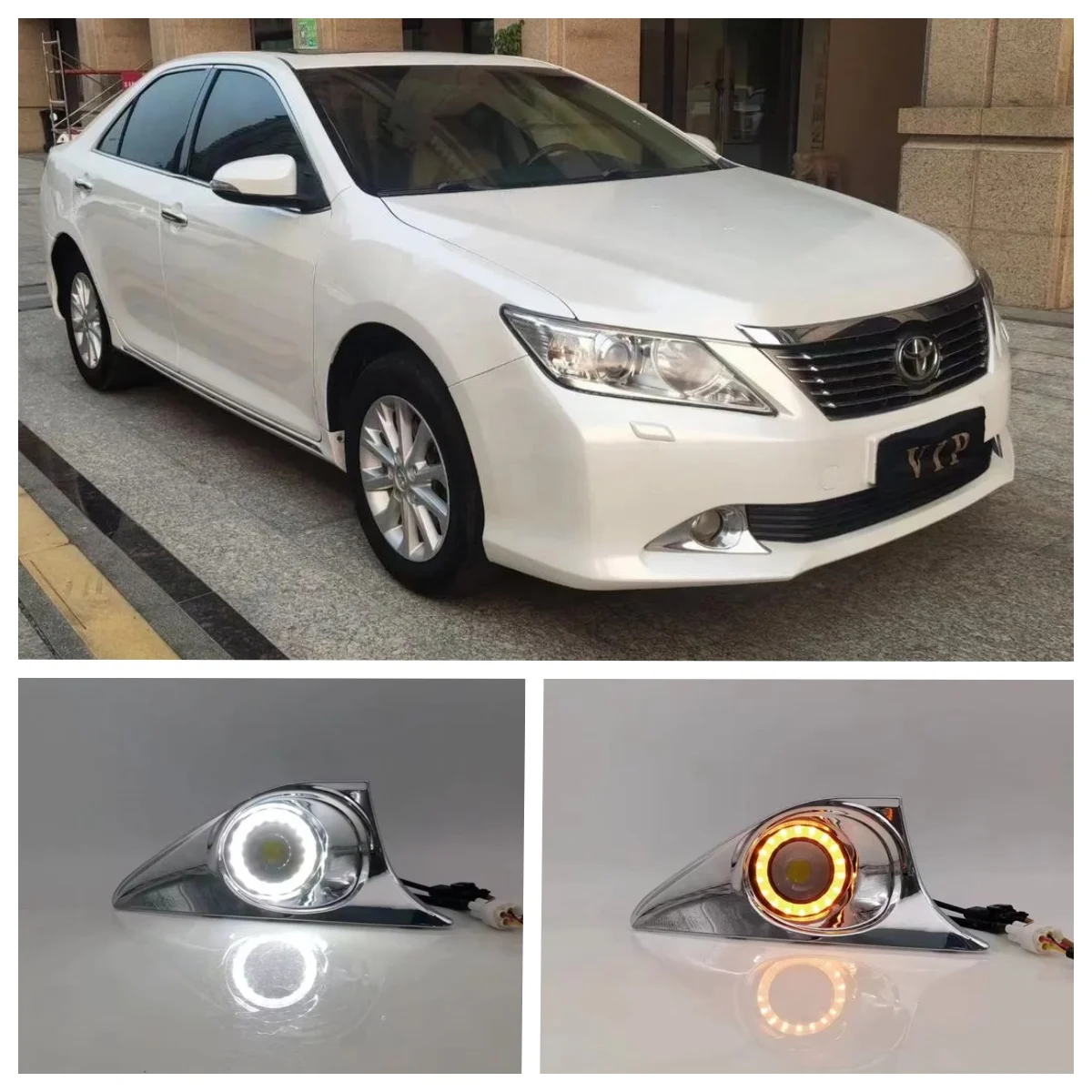 

LED Fog Lights Assembly For Toyota Camry 2012 2013 2014 Dual Color Angel Eye Daytime Running Lights Fog Lamp Accessories Kits