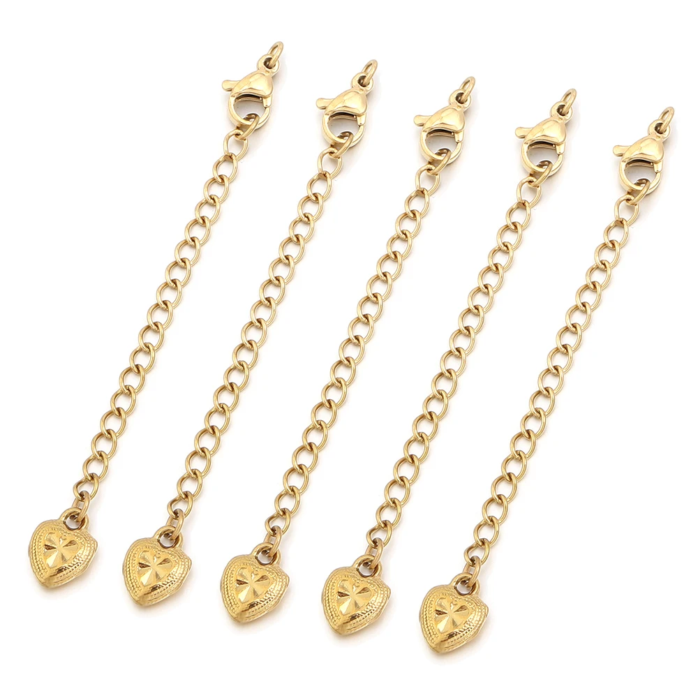 5–10 Stück Edelstahl-Verlängerungsketten mit Karabinerverschlüssen, Schwanzketten-Verbinder für die Schmuckherstellung, DIY-Armbänder, Halsketten – Detail 8