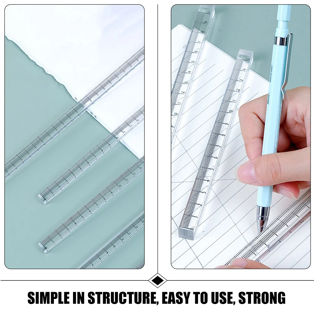 3 Pcs Transparent Ruler Set Acrylic Straight Measuring Tools for Drawing Geometry Professional Drafting Tool Clear Square Rulers