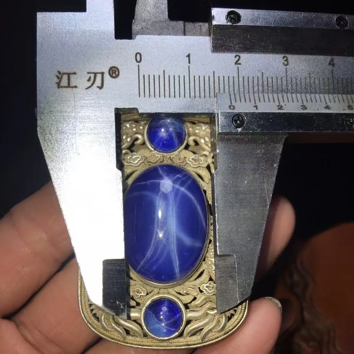Antique Collection Old Silver Shuanglong Inlaid Large Ring Face Star Ruby Pendant Neck Accessories Collection