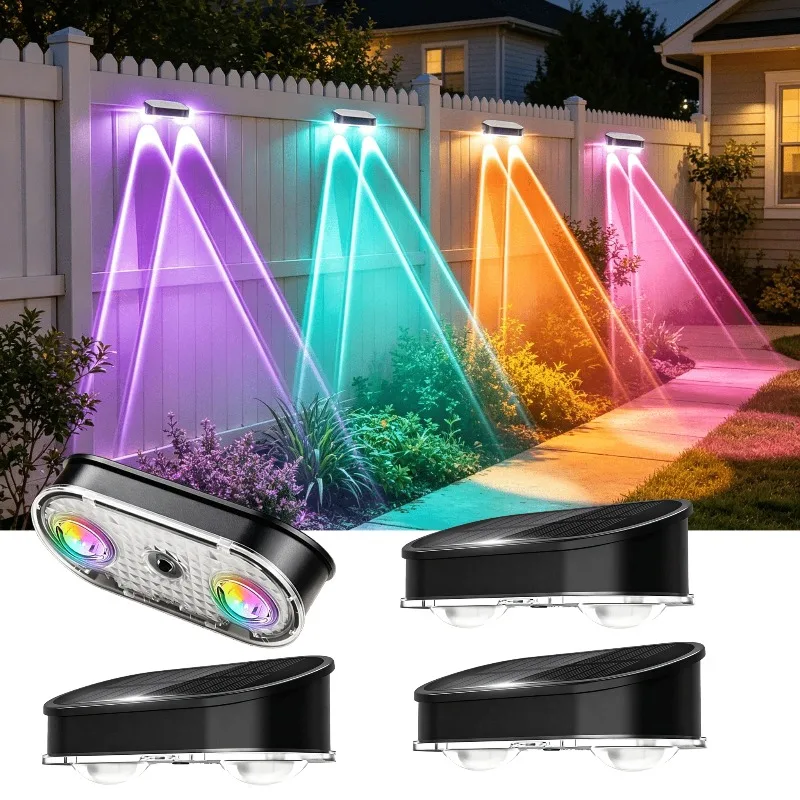 RGB Solar Fence Light IP44, 8 Color 11 Modes Dusk To Dawn Auto Decorative Outdoor Lamp for Courtyard Steps Wall Terrace Hotel view 5