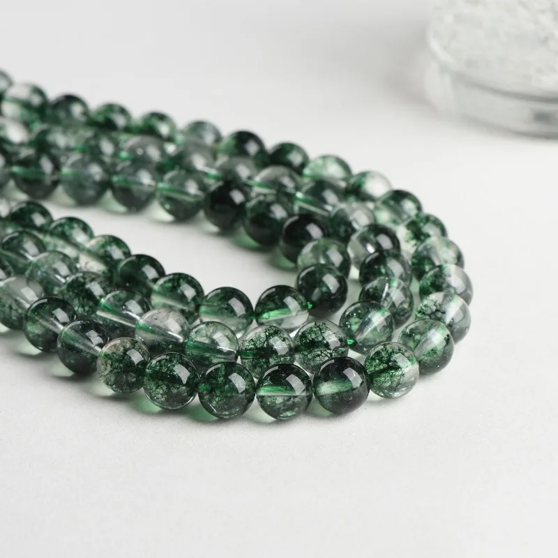 Crackle Crystal Green Phantom Quartz Beads,6 8 10 12 14mm Natural Stone Beads For Jewelry Making Diy Bracelet Necklace