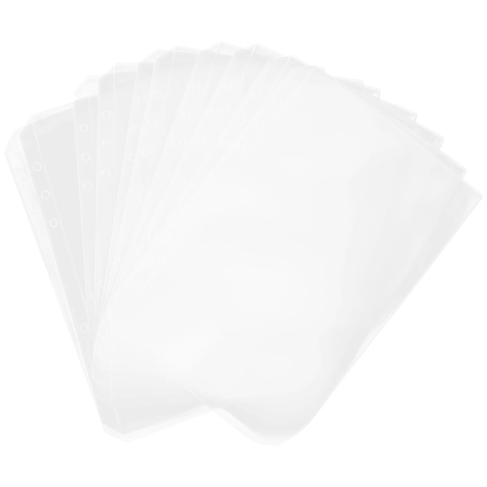 

10Pcs Transparent File Storage Bags 6-Hole Loose Leaf Zipper Pouches for A5 Notebook Binder Transparent Documents Bag