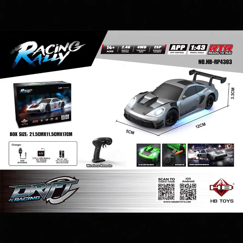

1:43 Full Proportion 4WD High Speed Mini RC Drift Car Remote Control Toy Racing Vehicle for Hobby