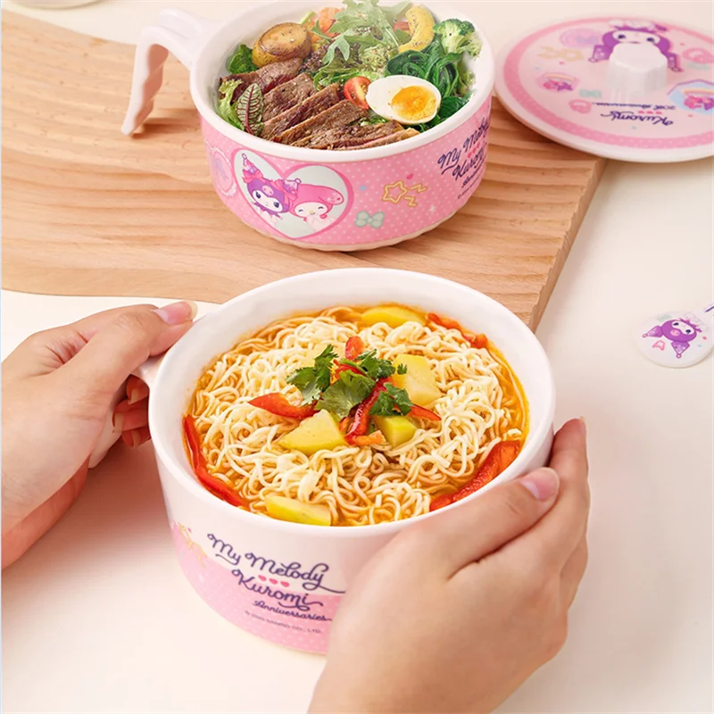 For Sanrio Kuromi Tableware BPA-Free Salad Fruit Bowl Food-grade Baby Complementary Food Bowls Cartoon Dining Plates Cups Spoons