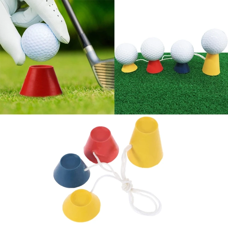 Golf Tees Winter Rubber Golfs Tees with Different Heights 4Pcs Multicolor Golf Rubber Tees Driving  for Frosty Days