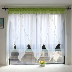 Sheer Voile Window Treatments Curtains for Kitchen Bedroom Livingroom with Color Piping