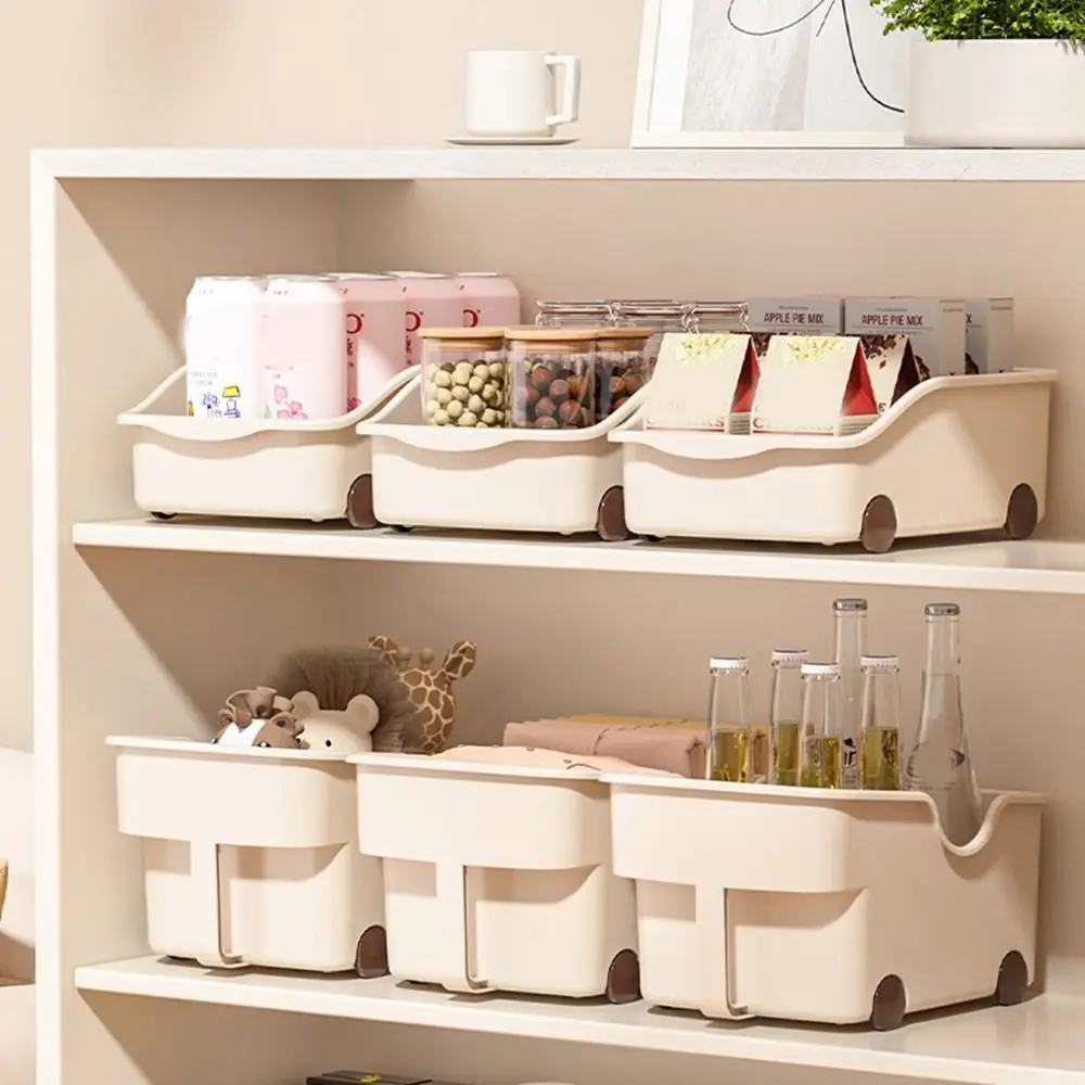 

Plastic Sundries Storage Case Large Capacity Save Space Seasoning Container with Wheels Reusable Cabinet Storage Box Kitchen