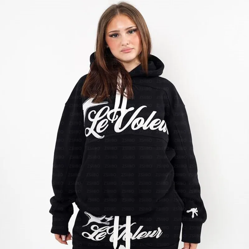 

Autumn/Winter Harajuku Streetwear Trendy Printed Hooded Sweatshirts Gothic-Inspired Unisex Jackets Y2K Fashion