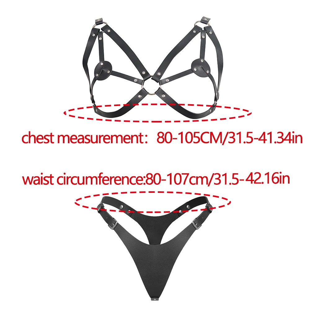 2 قطعة القوطي الأسود مثير نقطتين جوفاء قفص حزام الكتف البرازيلي فاسق ثلاث نقاط قابل للتعديل الملابس الداخلية الأزواج متعة يمزح دعوى