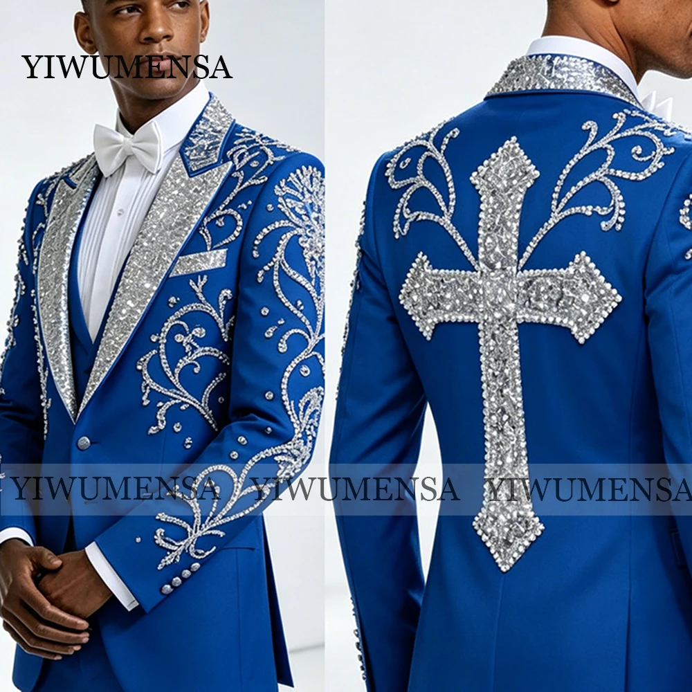 

Wedding Suits For Groom Sparkly Sequin Rhinestones Beaded Prom Blazer Custom Made 2 Piece Sets Brilliant Man Tuxedo Attire 2027