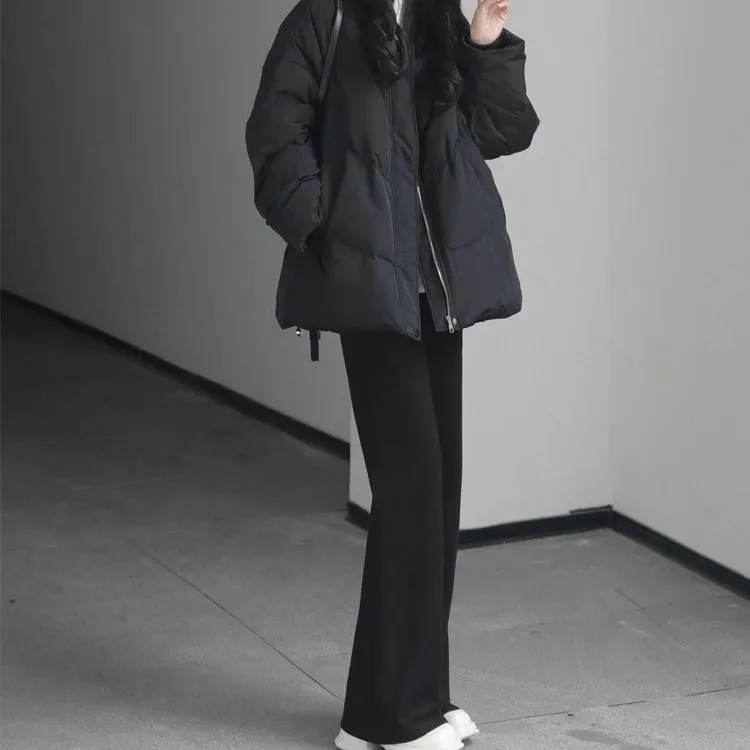Black Loose Cotton-padded Jacket Women's Autumn and Winter Fashion Warm Cotton-padded Clothes Korean Short Coat