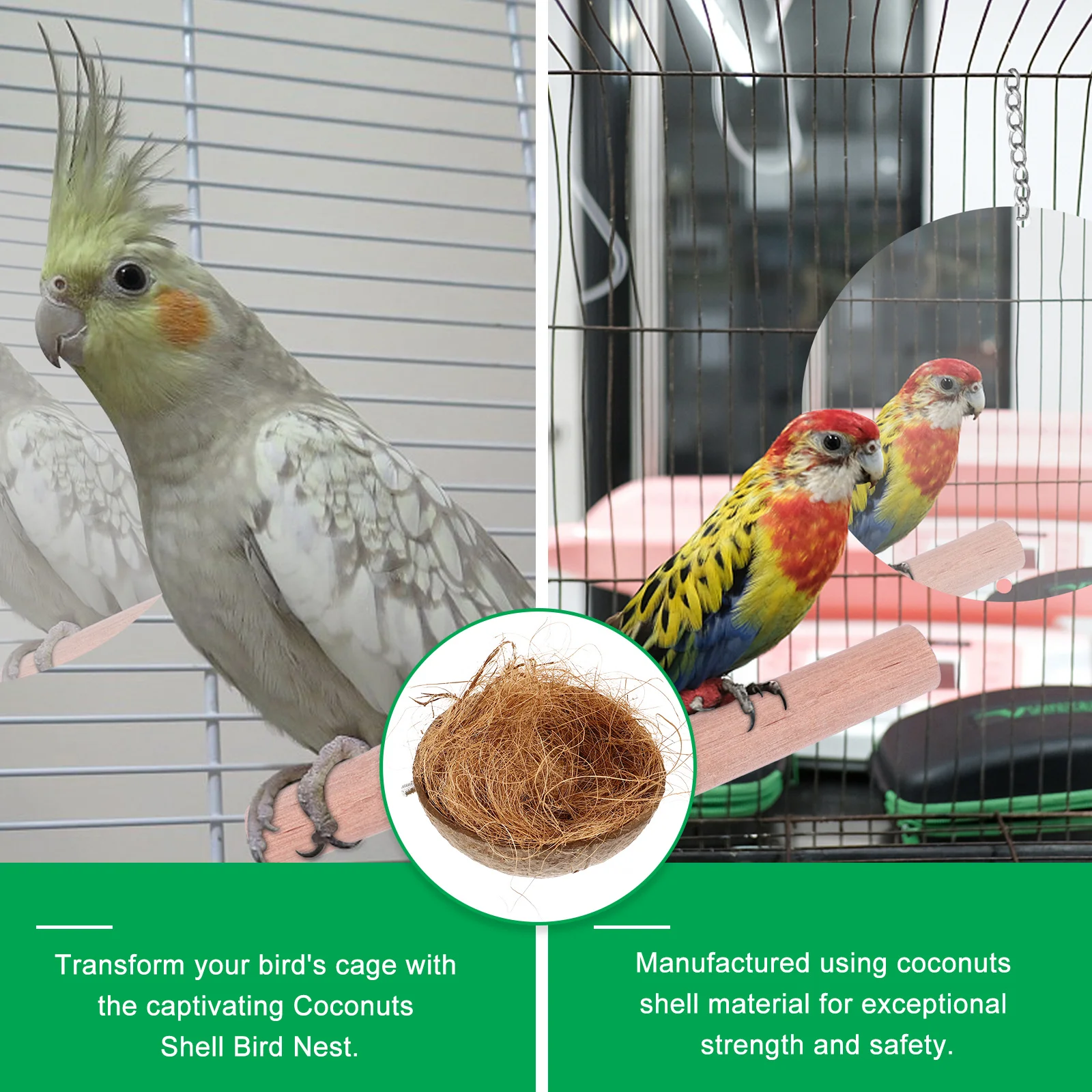 

Coconuts Shell Bird Nest Hanging Breeding Parakeet Resting Sleeping Outdoor Decorative Bird Cage Coconuts Parrot