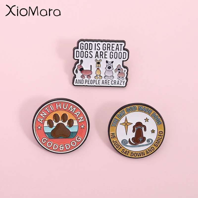 Unisex Humorous Dog Devotion Style Enamel Pin Paw Print Quote Decor Dog Lover Brooch Daily Pet Theme Accessory for Gatherings