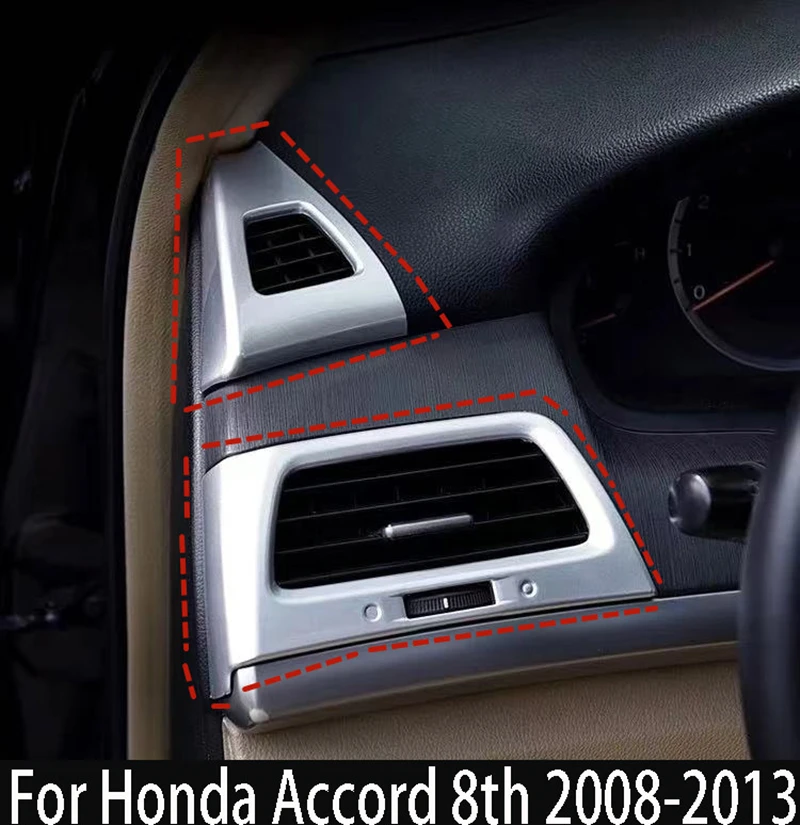 

2pcs Air Outlet Decorative Frame Panel Dashboard Protective Cover Trim Interior Sticker For Honda Accord 8th 2008-2013