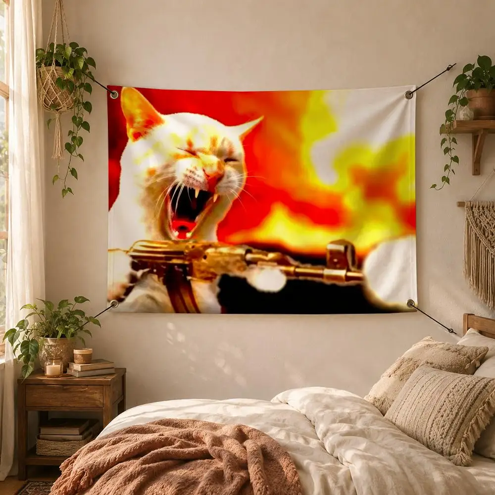 Meme Funny A-Angry Cat Flags Decorative Flag Banner for Outdoor Garden Yard Camping Party Home Wall Hanging Decor