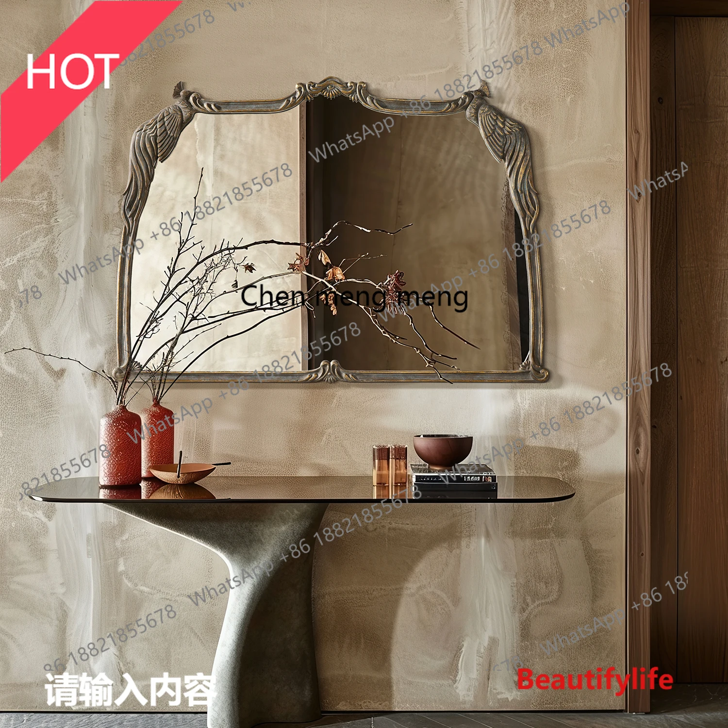 02A Classic vanity mirror Large size to create exquisite vanity corner Elegant exquisite vanity mirror