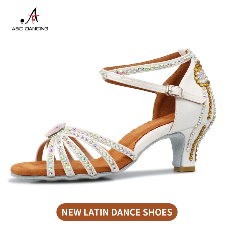 Women's High Heels Shoes Dance Elegant Woman Heeled Latin Sandals Tango Medium Heel Sneakers Salsa Shoe Female Samba Line Girls'