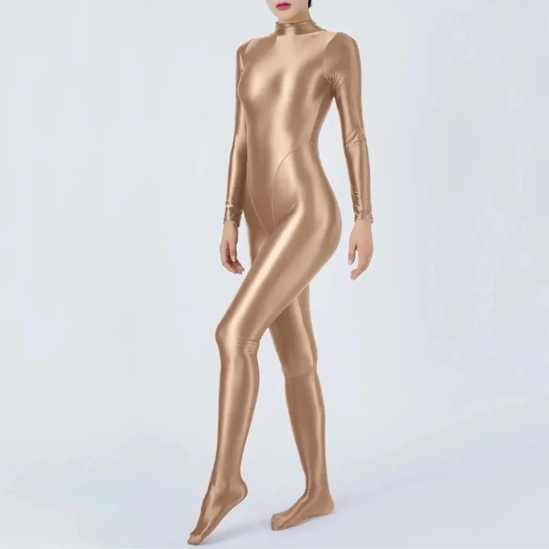 ★-disfraz-de-halloween-para-mujer-color-solido-zentai-cuello-alto-elastico-brillante-deportivo-yoga-body-lubricado-♥-todos-los-rincones-del-pais
