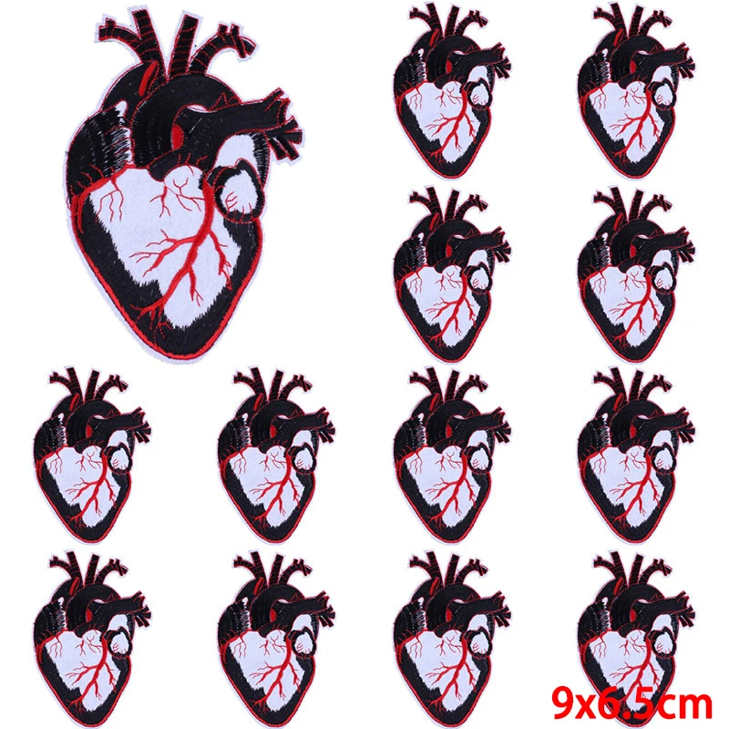 10 pcs/lot Wholesale Heart/Skull Patch Iron On Patches For Clothing Thermoadhesive Patches On Clothes Sewing embroidery Patch