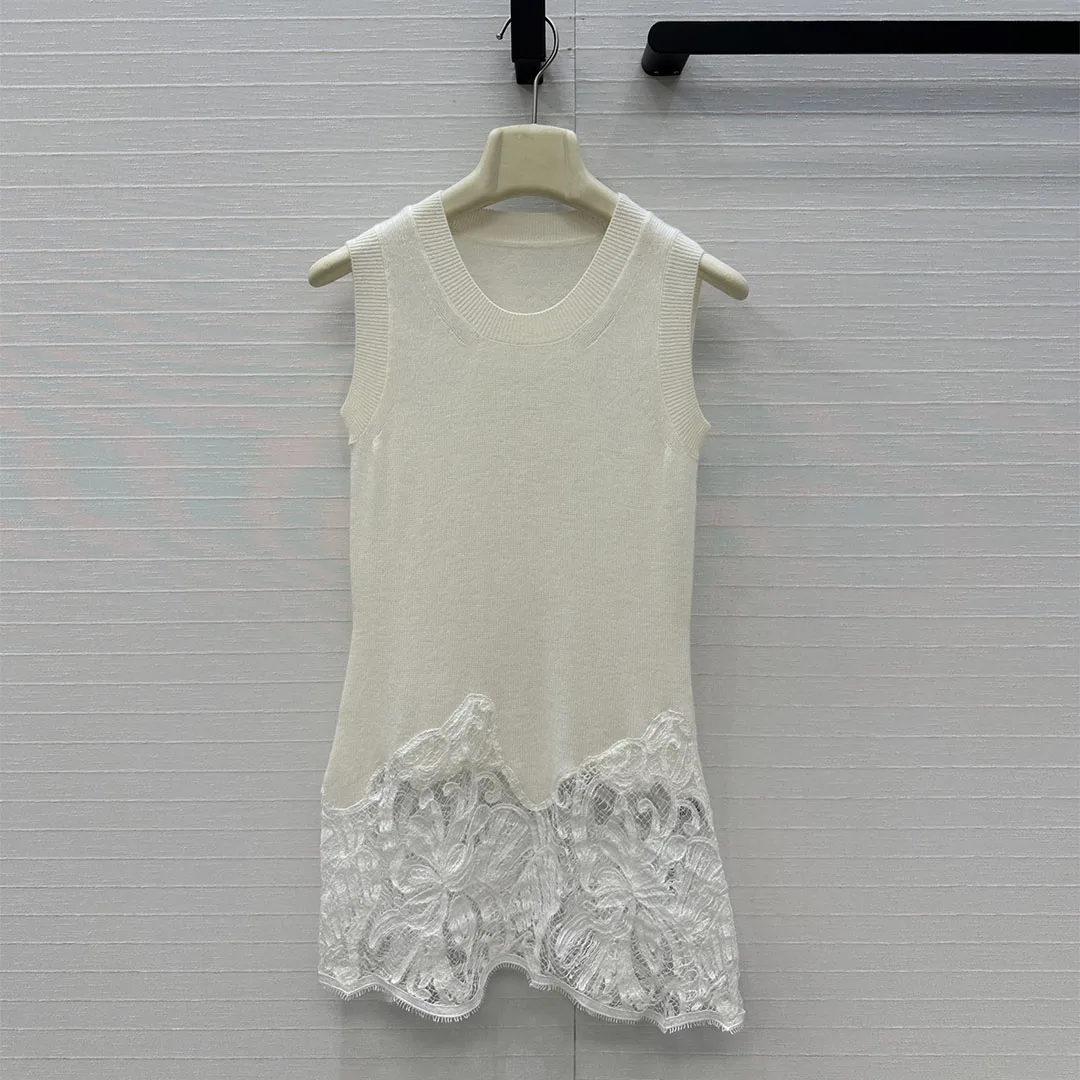 

Высокое качество, 100% кашемир, вязаные топы на бретелях, женские топы без рукавов с круглым вырезом и цветочной вышивкой, кружево в стиле пэчворк, элегантный милый жилет, свитер