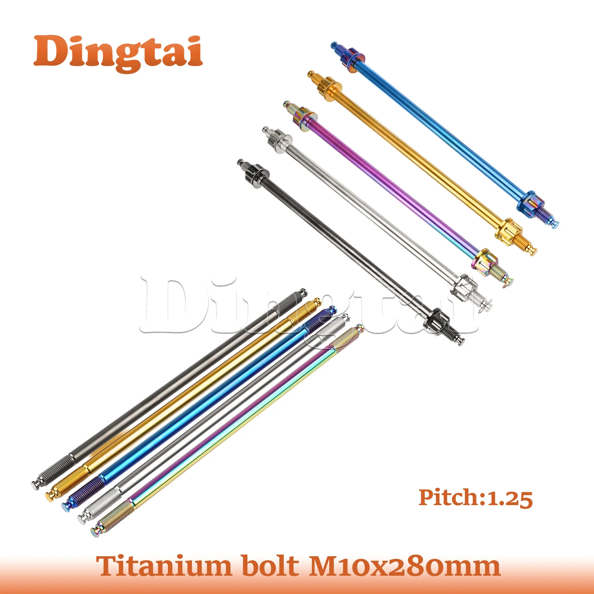 Dingtai Titanium Bolt Axle Core Front Wheel Axle M10x280mm Pitch1.25mm for Motorcycle Electric Vehicle Modification
