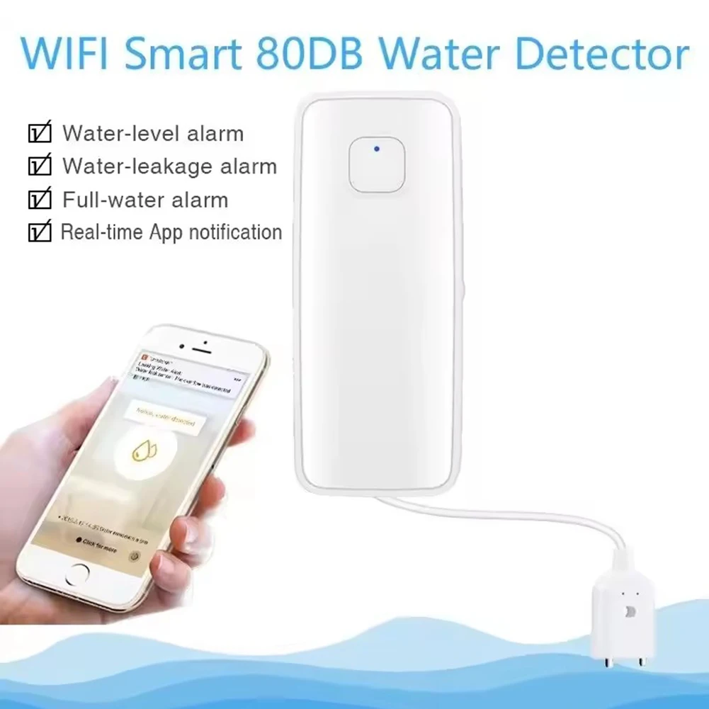 WiFi Water Sensor Large Sound Water Overflow Level Detector For Basements