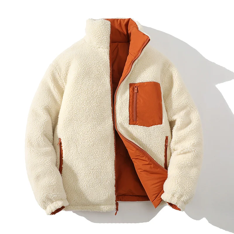 Korean Style Trendy Winter Clothing Men's Parkas Wool Warm Coat Windproof Thick Coat Stand Collar Multi-color Men's Quality Coat