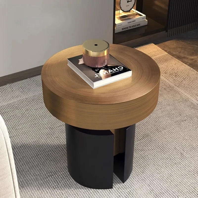

Italian Light Luxury Living Room Furniture Round Corner Sofa Side Table Coffee Table Dining Table Brushed Bronze