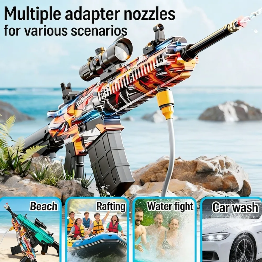 High Pressure M41 Water Gun Toy Car Washing Tools with Detachable Hose, Scope & Magazine for Summer Backyard & Pool Party - view 2