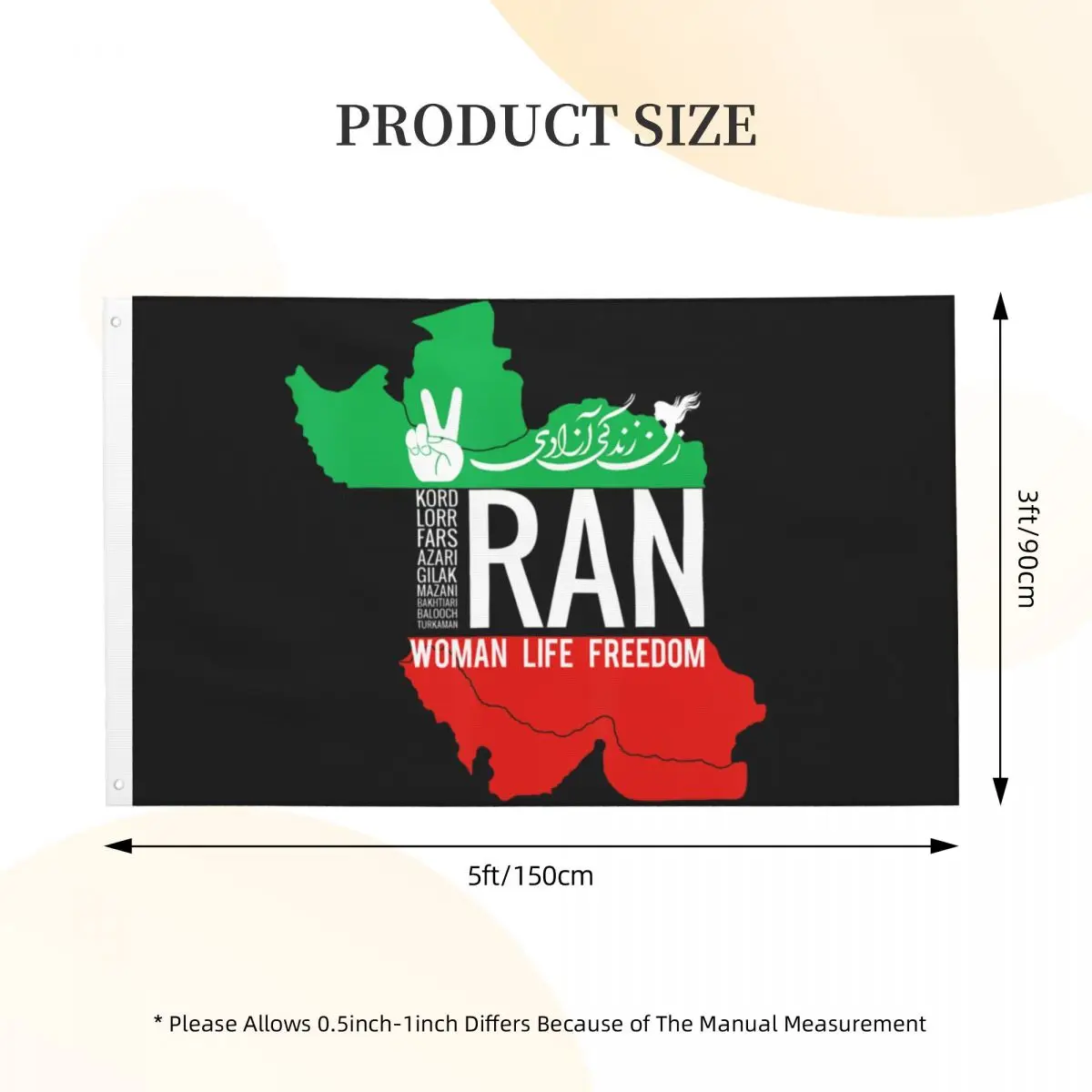 3x5 ft Iran Zan Zendegi Azadi IRAN Flag Hanging Banner Cool Pattern Flags For Living Room Dorm Party Decor
