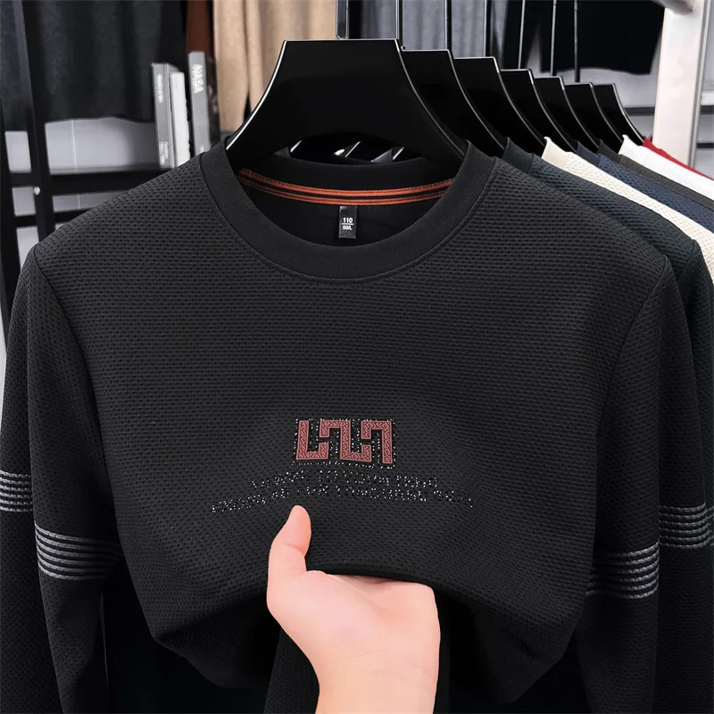 

Autumn High-end Men's Long Sleeved T-shirt Casual Loose Round Neck Hoodie Base Shirt