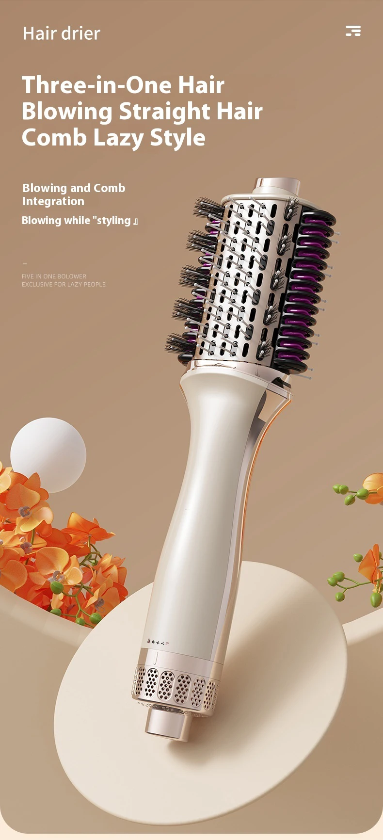 SoftAura 3-in-1 Heißluft-Stylingbürste Automatischer Lockenstab Glätteisen Föhn Nass-Trocken Dual-Nutzung für Zuhause und Salon 2026 Neu – Detail 3