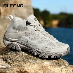 New High Thick Soled Anti Slip Outdoor Shoes Men's Hiking Mountaineering Travel Shoes Fashionable Breathable Large Sizes Sneaker