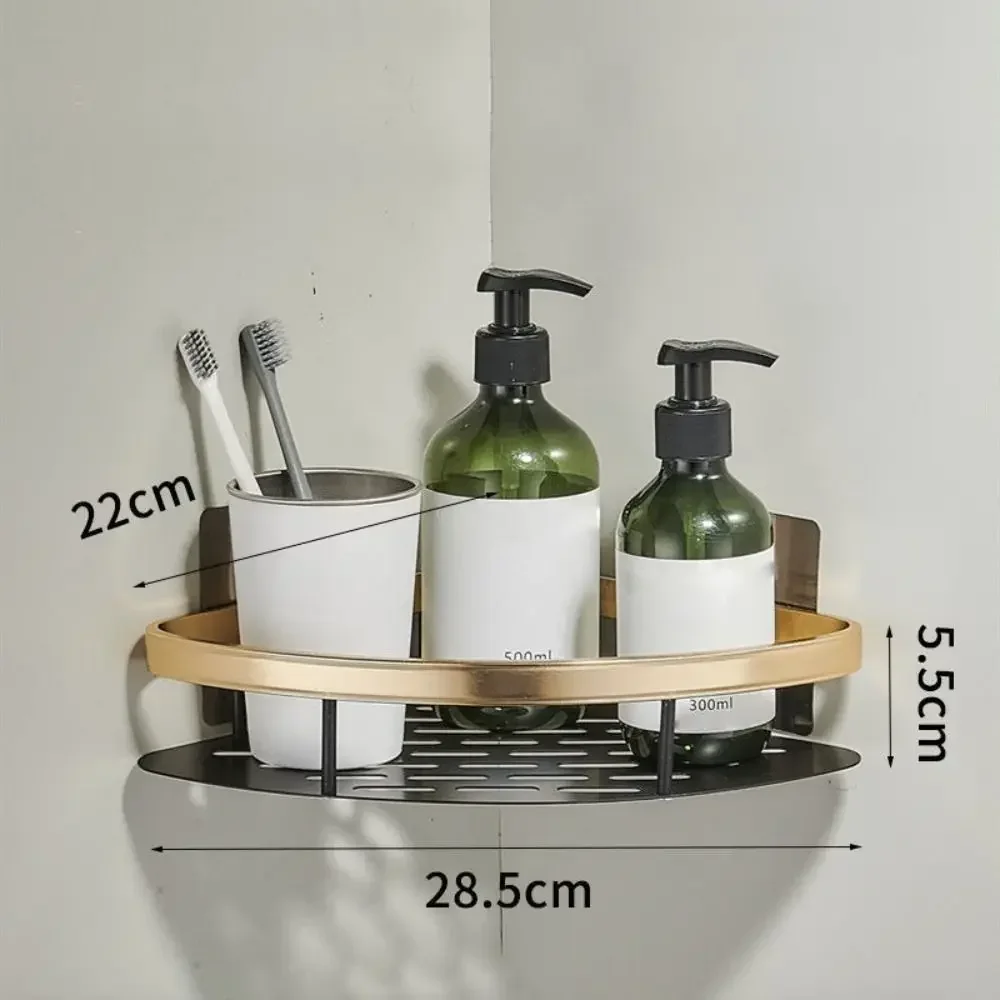 Aluminum Alloy Bathroom Shelf No Drill Wall Corner Shower Rack Organizer for Shampoo Makeup - Bathroom Accessories Полички