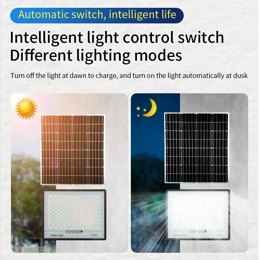 500W Solar Lamp Outdoor Waterproof Spotlights Solar Lights Remote Control Solar Floodlight Wall Street Garden Lights Sunlight