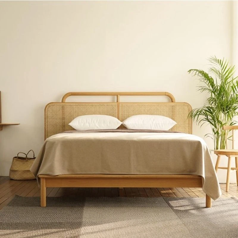 

Bedroom Solid wood ash wood braided rattan double bed