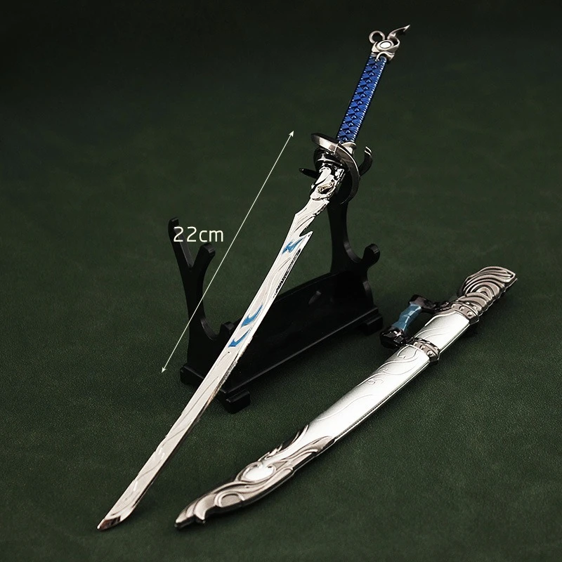 22 cm/8.66in Naraka: Bladepoint Game Perifere Cosplay Zwaard Wapen Metalen Omhulde Model Speelgoed Ornament Collectie Desktop Display
