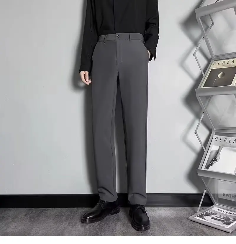 Thin western-style men's straight leg loose hanging feeling versatile black suit pants wide leg casual pants