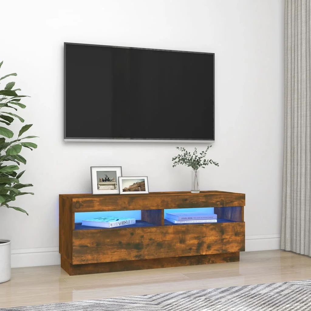 TV-Schrank mit LED-Leuchten R?uchereiche 100x35x40 cm