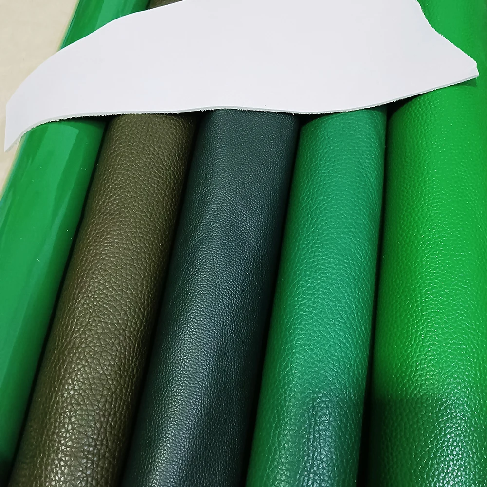 Leather craft-Green Cowhide Leather Top Layer, Lychee Leather Fabric, DIY Manual Cut, Sewing Accessories, Green Series